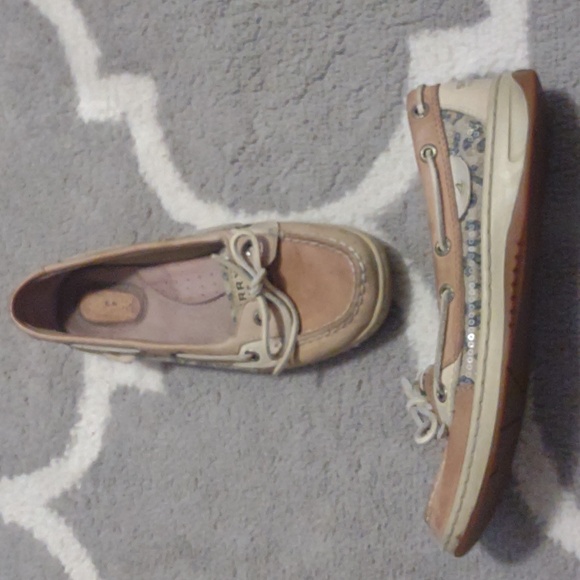 Sequin cheetah side print Sperry Top Sider size 7 - Picture 3 of 6